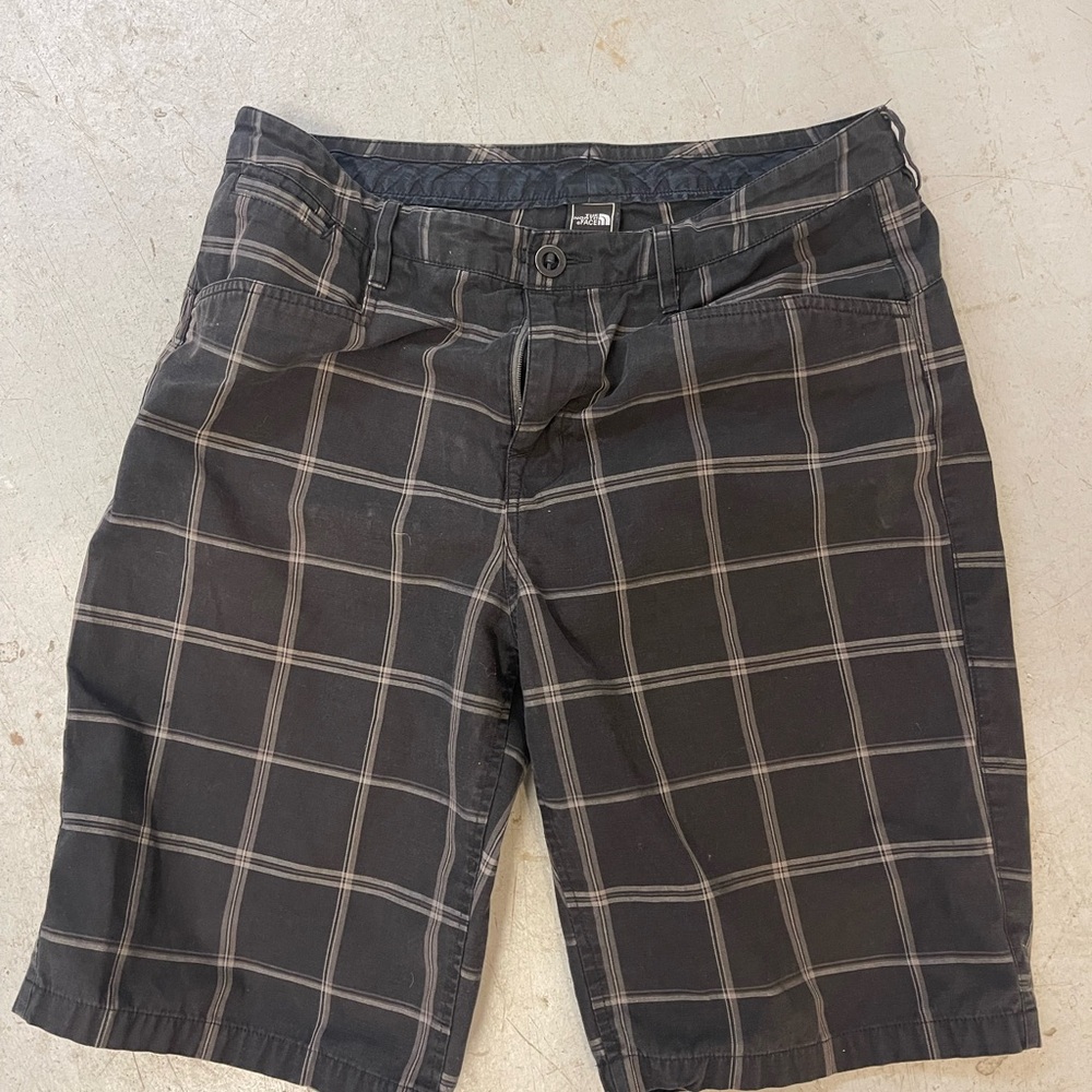 North Face Plaid Black Shorts for Men